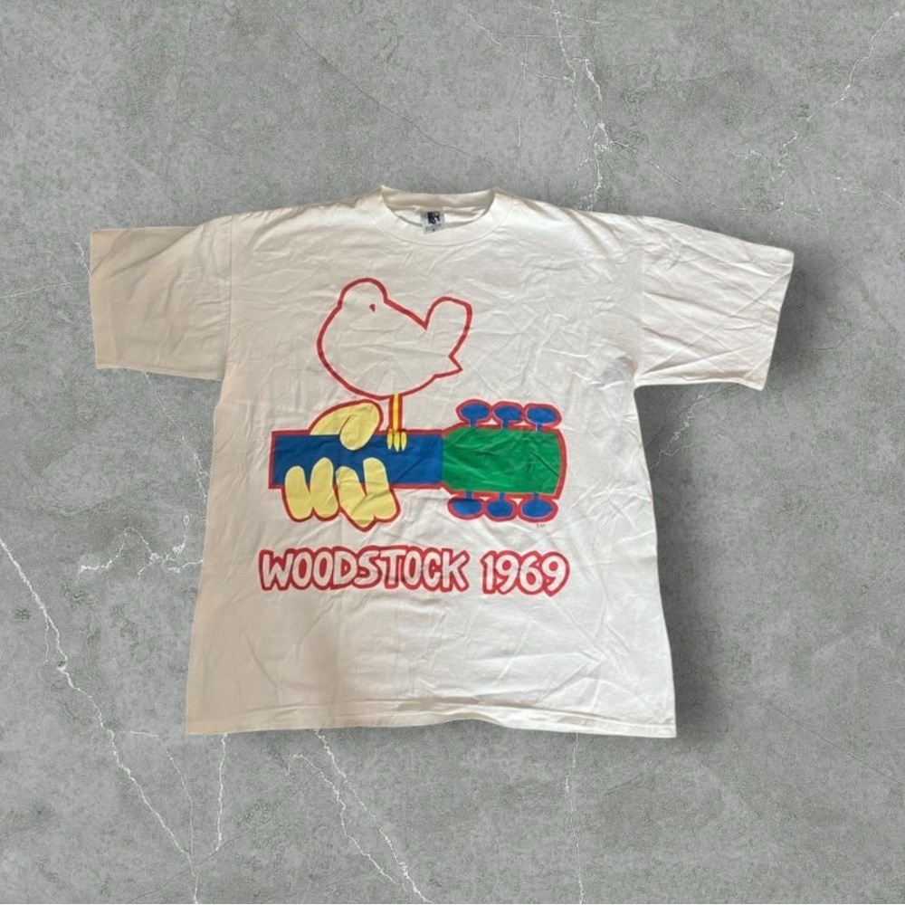 Vintage Woodstock 1969 Shirt Men’s XL White 90s 1994 Band‎ Concert Festival USA